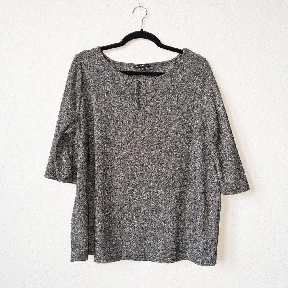 New Zac & Rachel Black‎ Keyhole Lurex Top Size Large